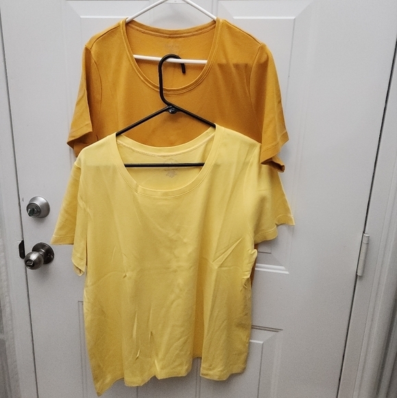 2 White Stag‎ Short Sleeve Tops Gold and Yellow  XL 16-18 - Picture 1 of 7